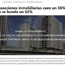 Las transacciones inmobiliarias caen un 36% y su importe se hunde un 63%